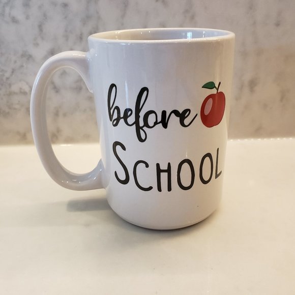 Before School Coffee Mug, Teacher Mug, Teacher Appreciation, Apple - Picture 1 of 3